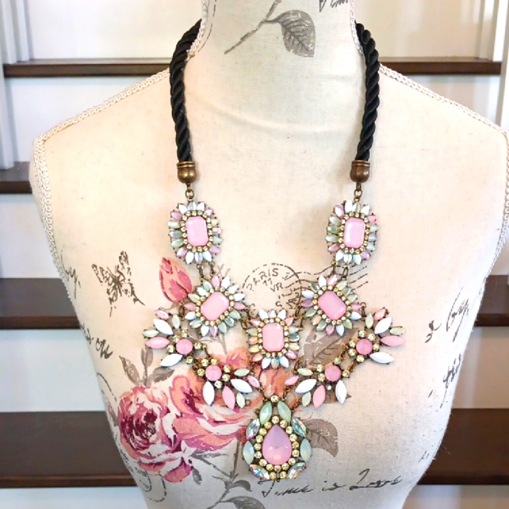 + Dramatic Pink and White Statement Necklace
